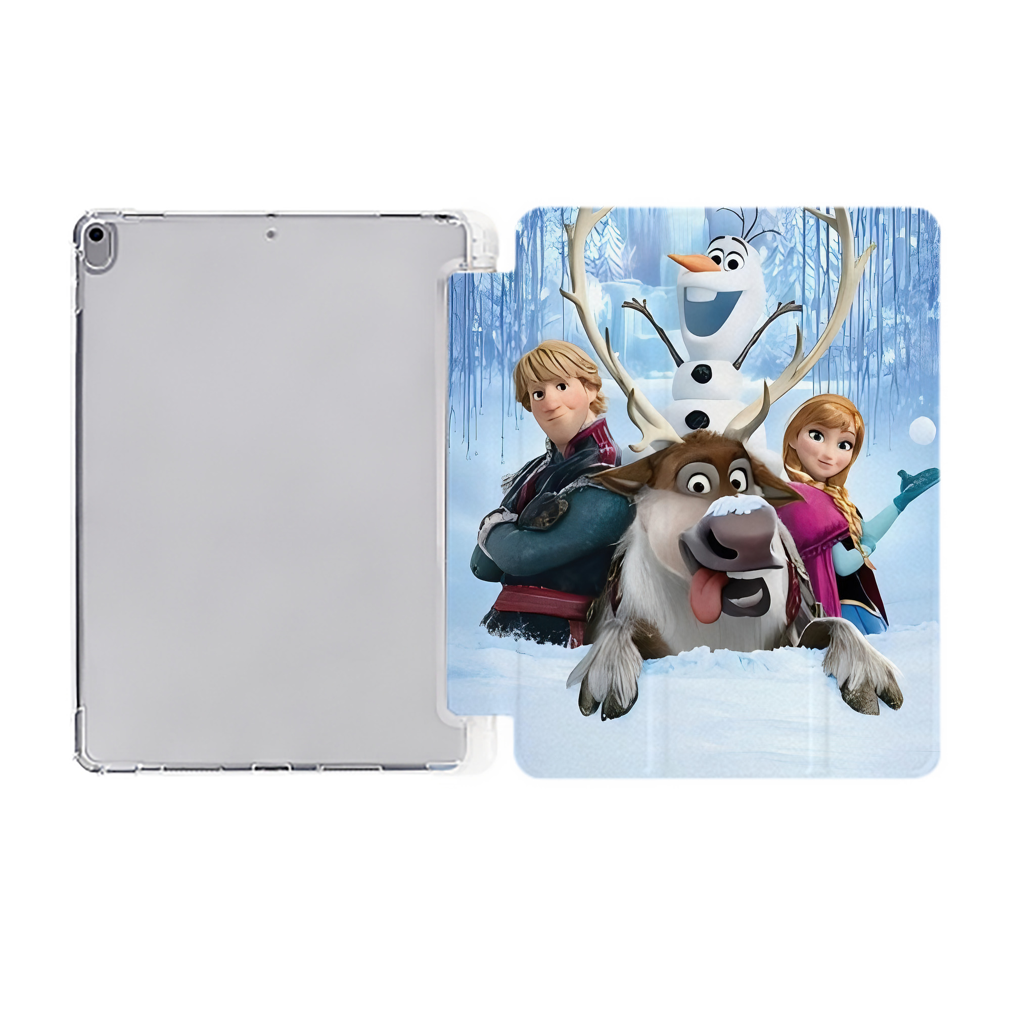 （画像用） アナと雪の女王 アンナ エルサ Frozen Anna Elsa IPad ケース ペン収納付き 三つ折りスタンド PUレザー×シリコン 対応機種9.5/10.5/10.9インチ